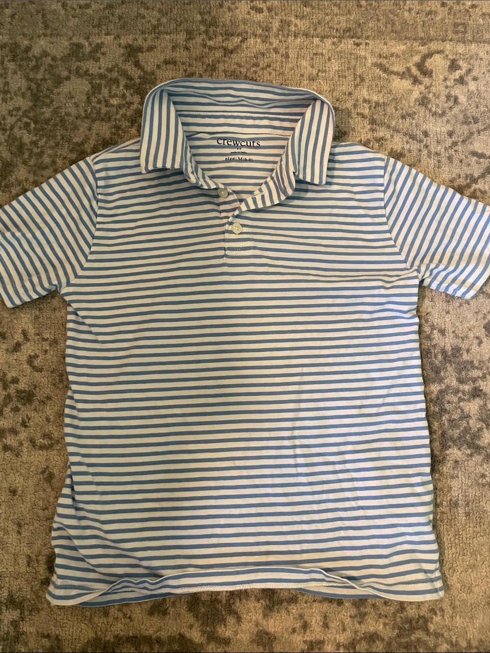 Jcrew Crewcuts Light Blue and White Striped Polo (kids medium 8-9)